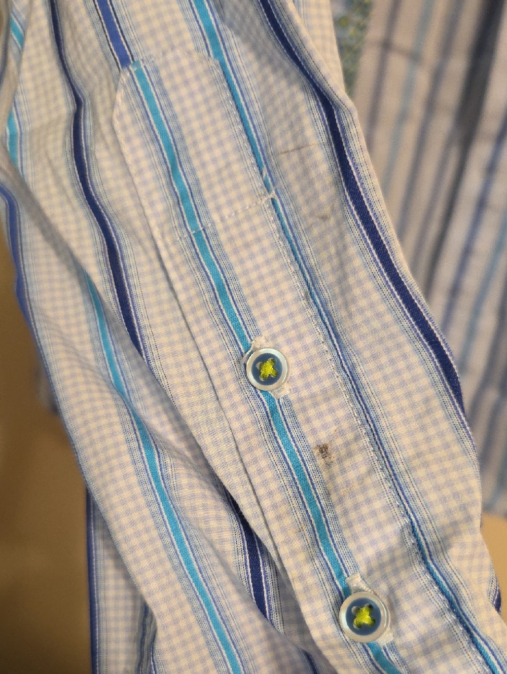 Robert Graham Men's Blue Long Sleeve Cotton Button Up Shirt Flip Cuff - Size S - Picture 15 of 16